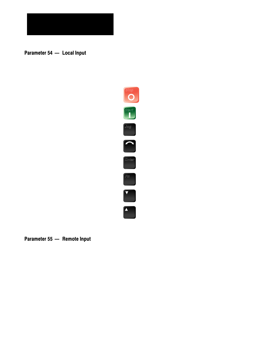 Parameter 54 ċ local input, Parameter 55 ċ remote input | Rockwell Automation 1336VT AC DRIVE 5-300AMP (2-160KW) PROGRAMMING MANUAL User Manual | Page 52 / 87