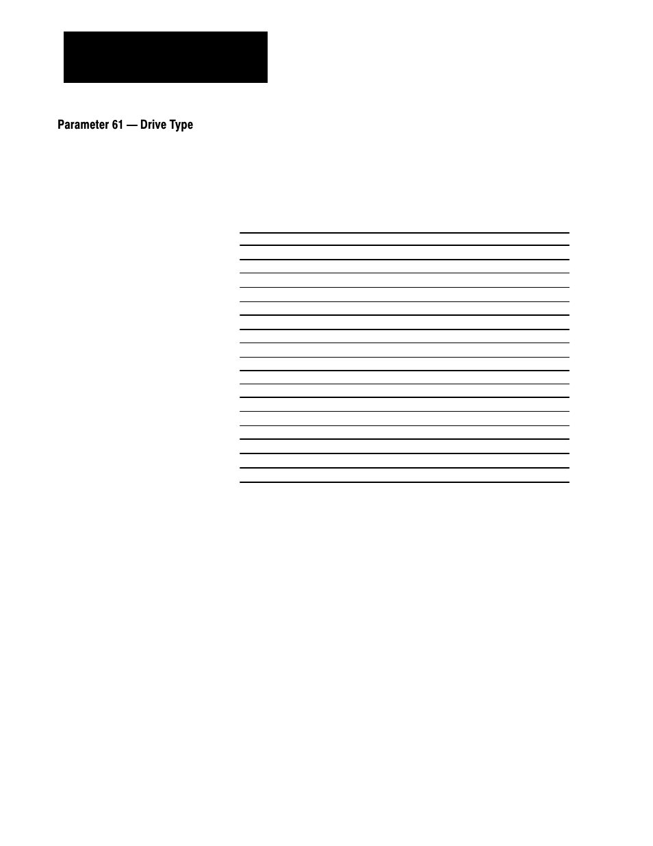 Parameter 61 ċ drive type | Rockwell Automation 1336VT AC DRIVE 5-300AMP (2-160KW) PROGRAMMING MANUAL User Manual | Page 60 / 87
