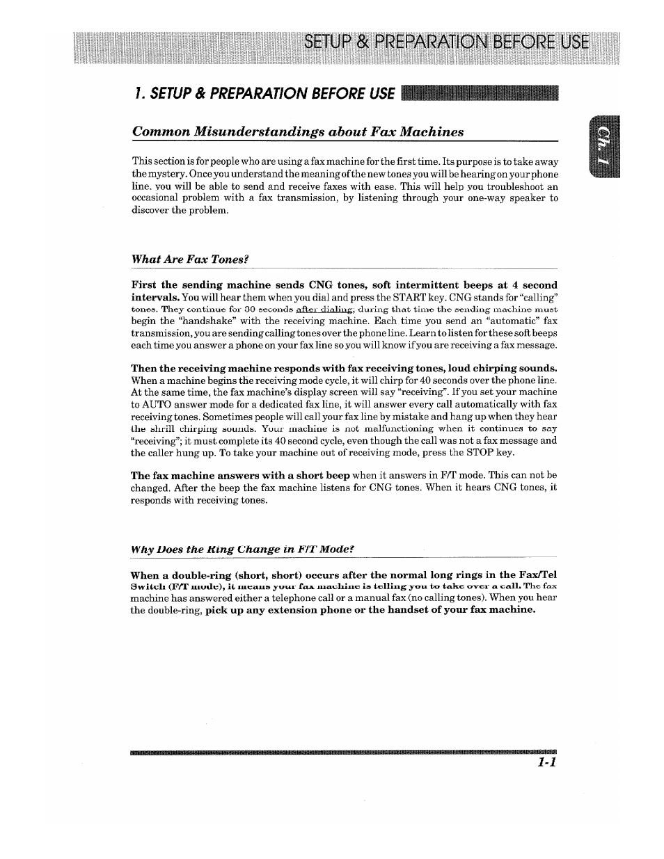 Common misunderstandings about fax machines, Setup & pi | Brother Fax-615 User Manual | Page 9 / 108