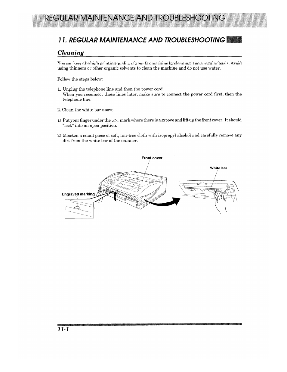 Cleaning, Cleaning -1 | Brother Fax-615 User Manual | Page 94 / 108