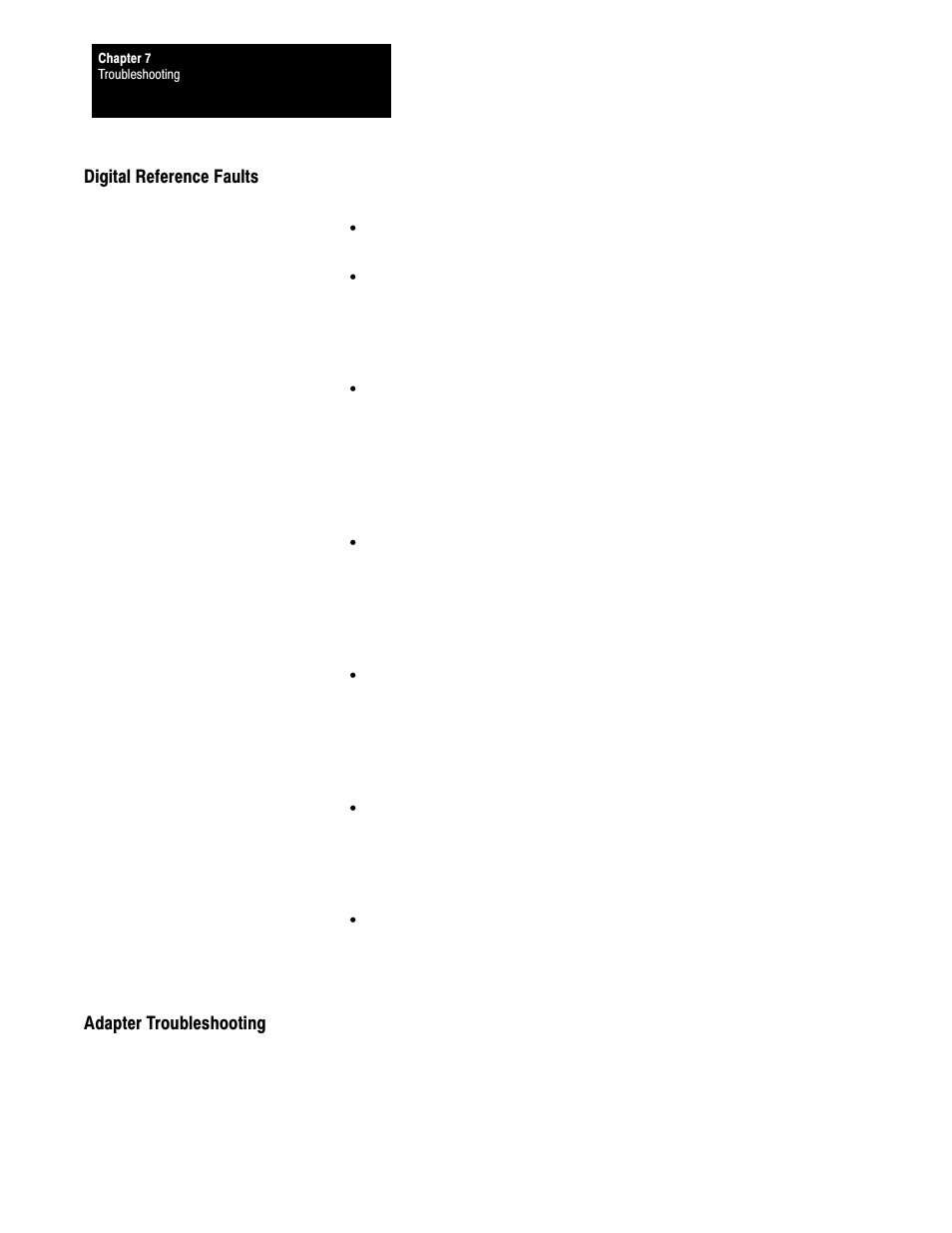 Digital reference faults, Adapter troubleshooting | Rockwell Automation 1395 Digital Reference Adapter Board User Manual | Page 62 / 86