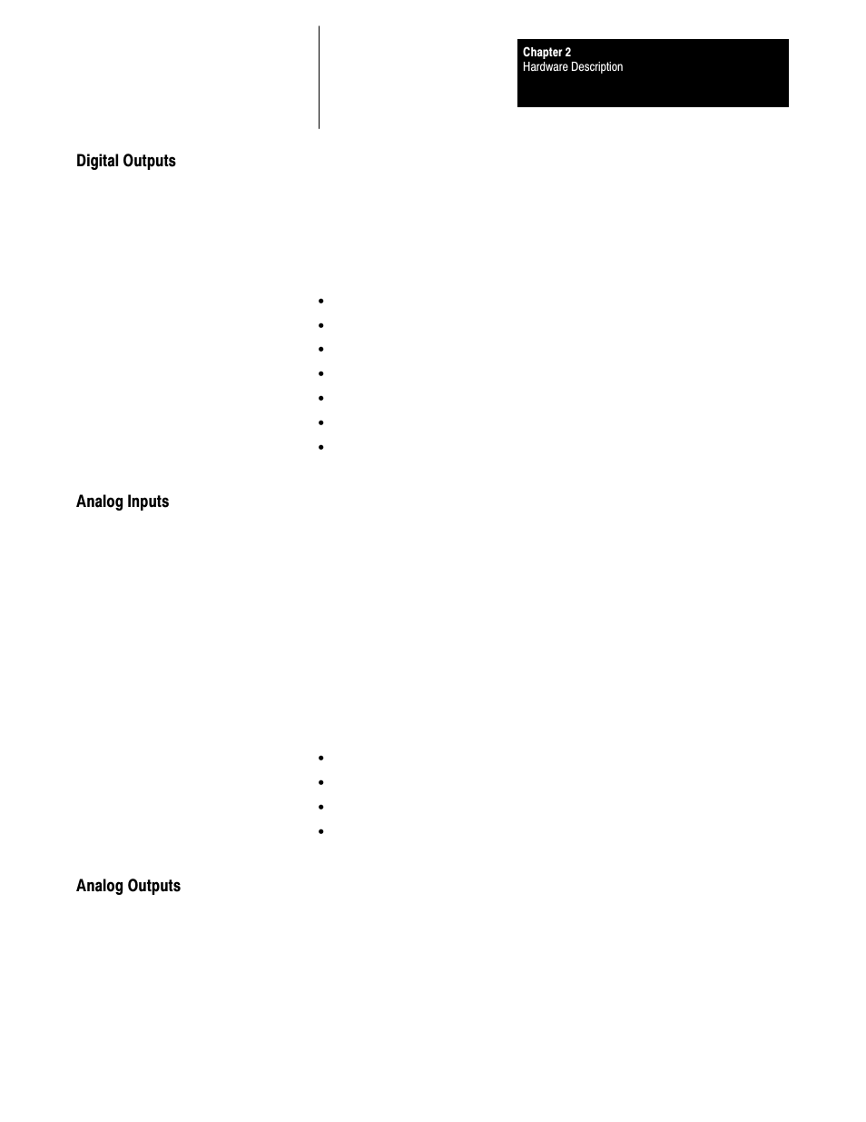 Digital outputs, Analog inputs, Analog outputs | Rockwell Automation 1395 Digital Reference Adapter Board User Manual | Page 8 / 86