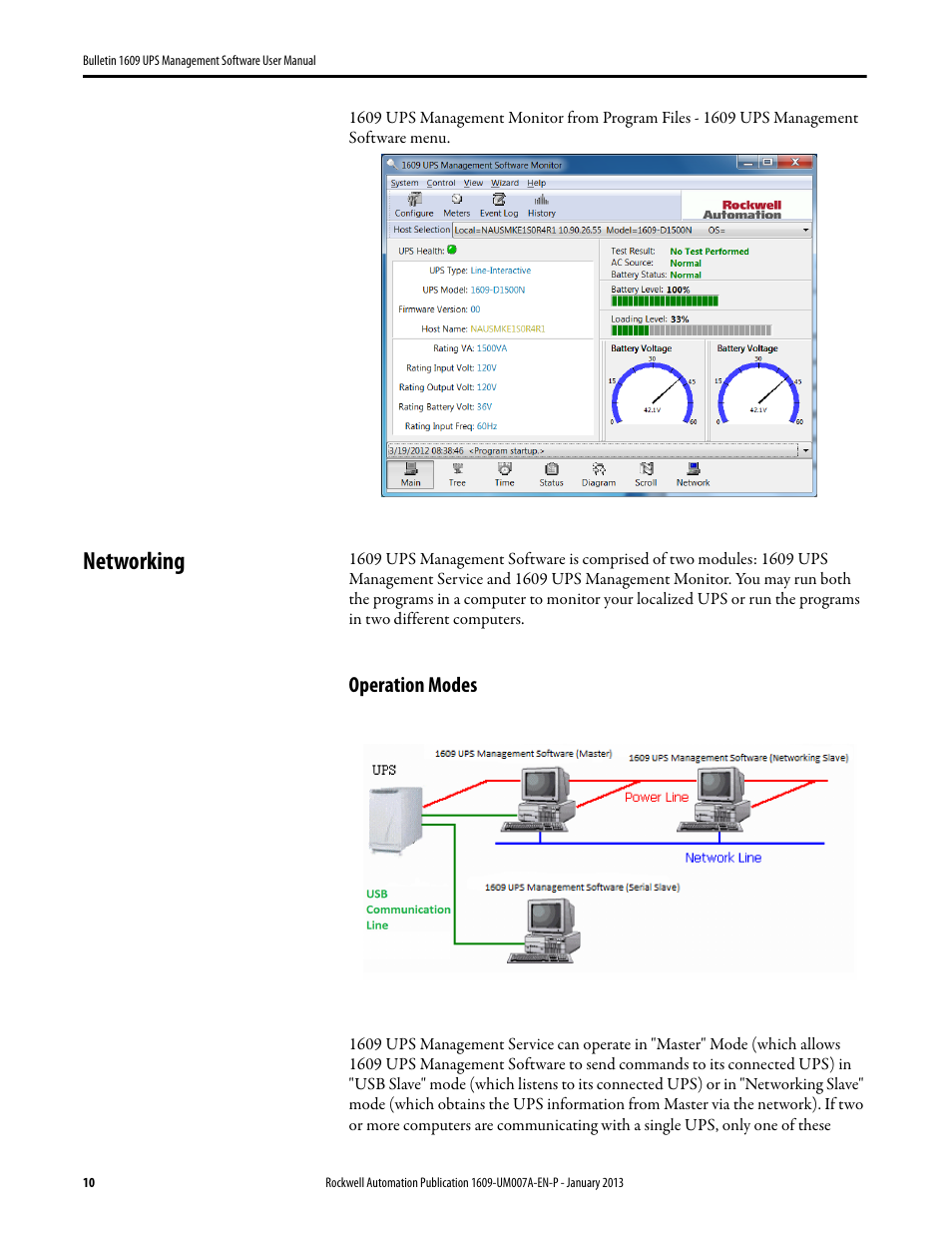 Networking, Operation modes | Rockwell Automation 1609 UPS Management Software User Manual User Manual | Page 12 / 44