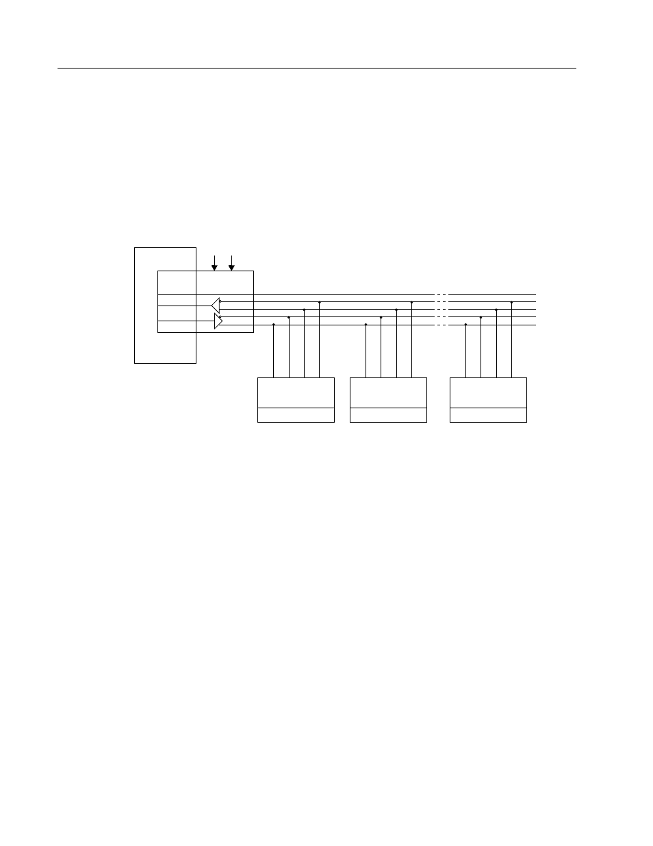 Multiple axes rs-232 communications, Rs-232 to rs-485 connection diagram, 38 interfaces | Rockwell Automation 1398-DDM-xxx ULTRA 100 Series Drives Installation Manual User Manual | Page 102 / 300