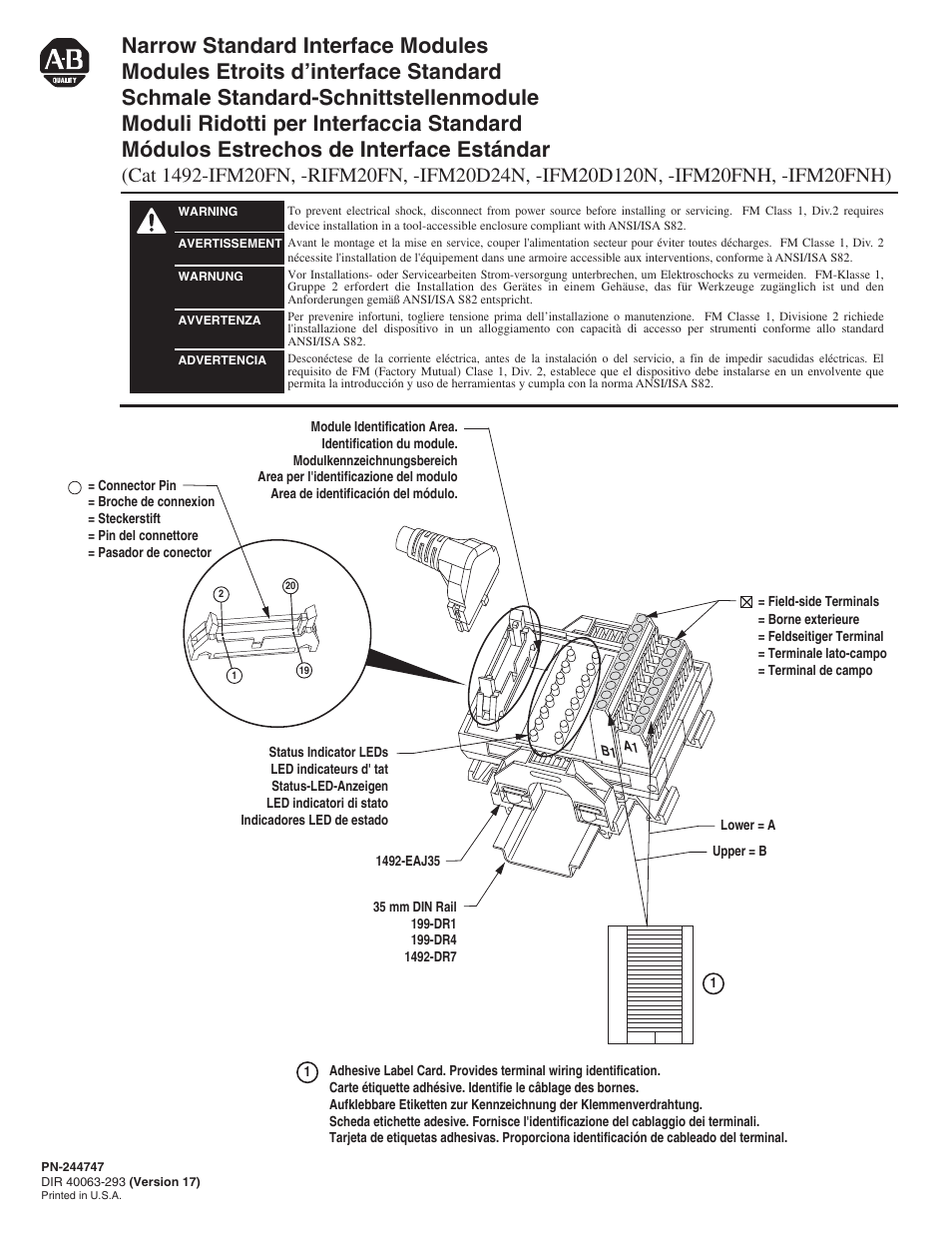 Rockwell Automation 1492-IFM20FN_RIFM20FN_IFM20D24N_IFM20D120N Narrow Standard Interface Modules User Manual | 6 pages