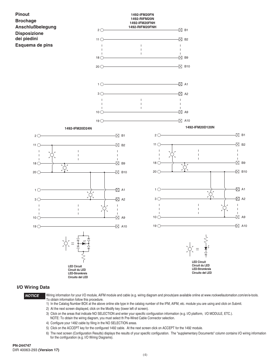 I/o wiring data | Rockwell Automation 1492-IFM20FN_RIFM20FN_IFM20D24N_IFM20D120N Narrow Standard Interface Modules User Manual | Page 4 / 6