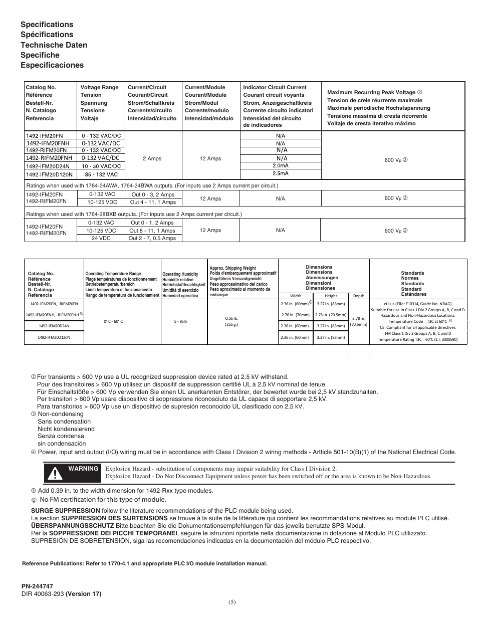 No fm certification for this type of module | Rockwell Automation 1492-IFM20FN_RIFM20FN_IFM20D24N_IFM20D120N Narrow Standard Interface Modules User Manual | Page 5 / 6