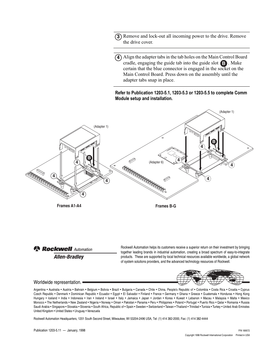 Worldwide representation | Rockwell Automation 1203 1336 PLUS II COMM Module Adapter User Manual | Page 2 / 2