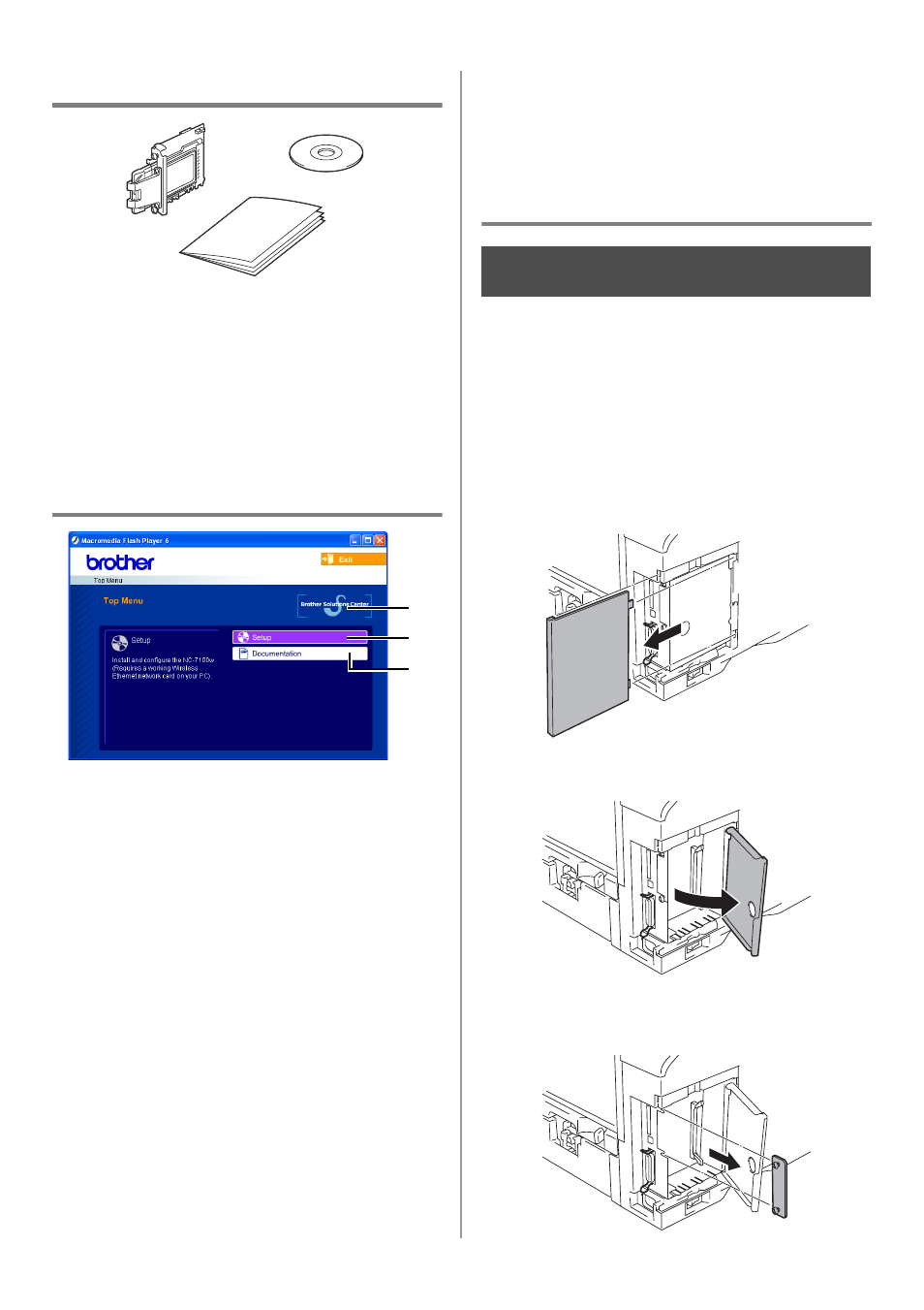 English, Carton components, What is supplied on the cd-rom | Setting up the print server, Step 1 | Brother NC-7100W User Manual | Page 4 / 128