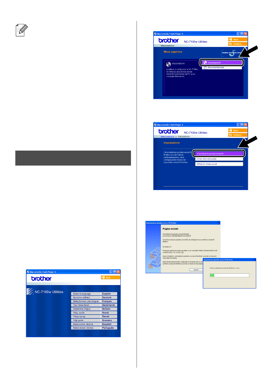 Passaggio 3, Configurazione del server di stampa | Brother NC-7100W User Manual | Page 48 / 128