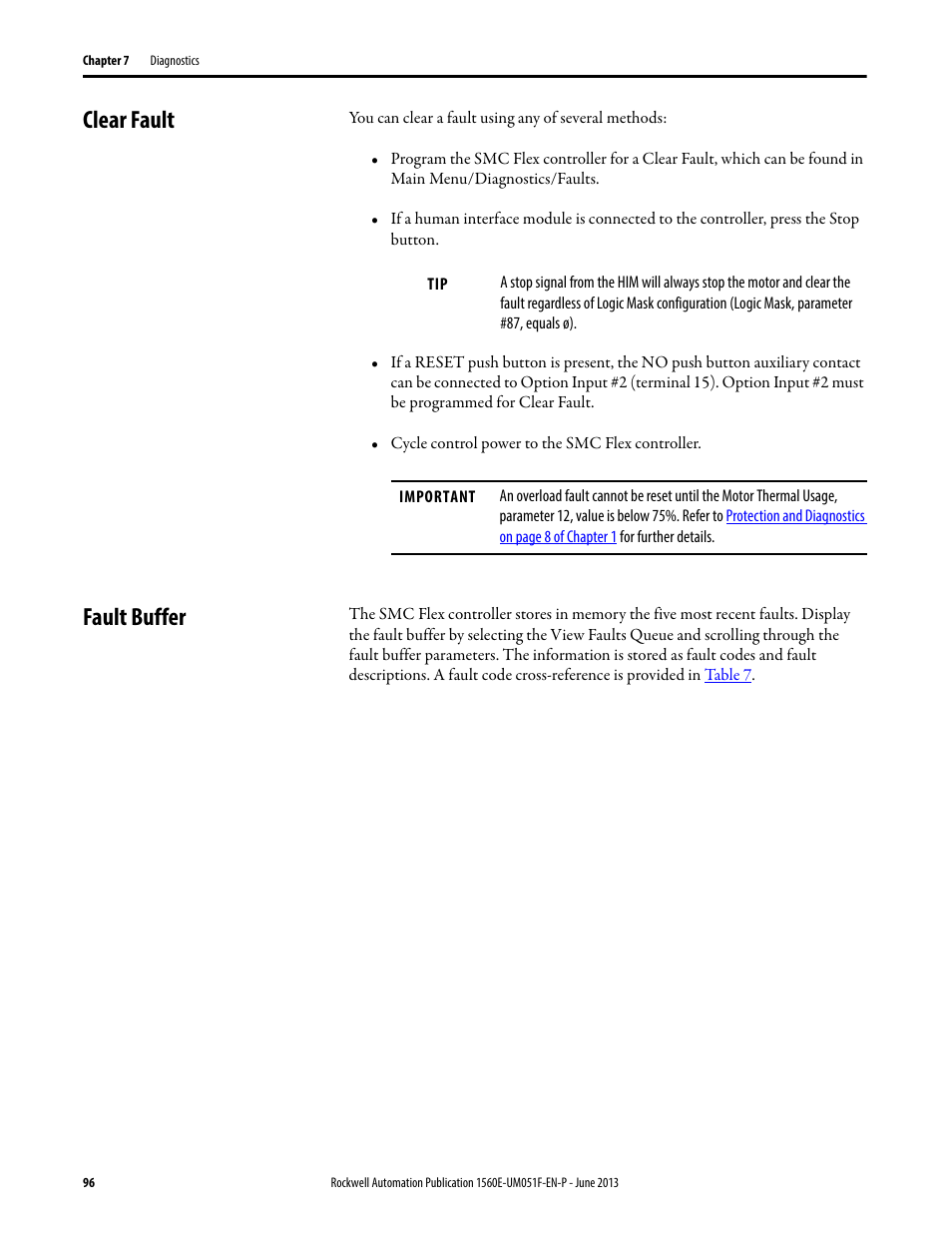Clear fault, Fault buffer, Clear fault fault buffer | Rockwell Automation MV SMC Flex Motor Controller (for Series K or later) User Manual | Page 106 / 216