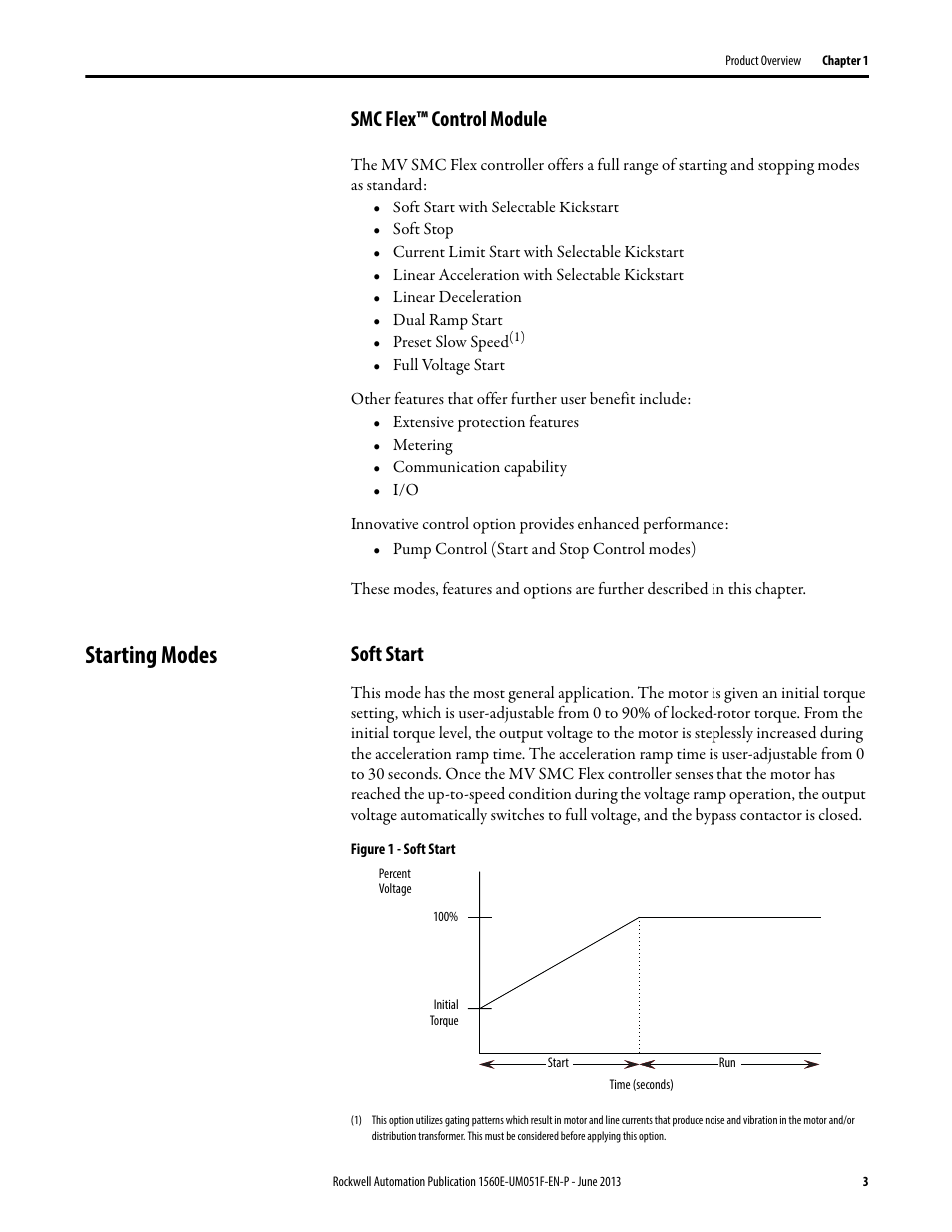 Smc flex™ control module, Starting modes, Soft start | Rockwell Automation MV SMC Flex Motor Controller (for Series K or later) User Manual | Page 13 / 216