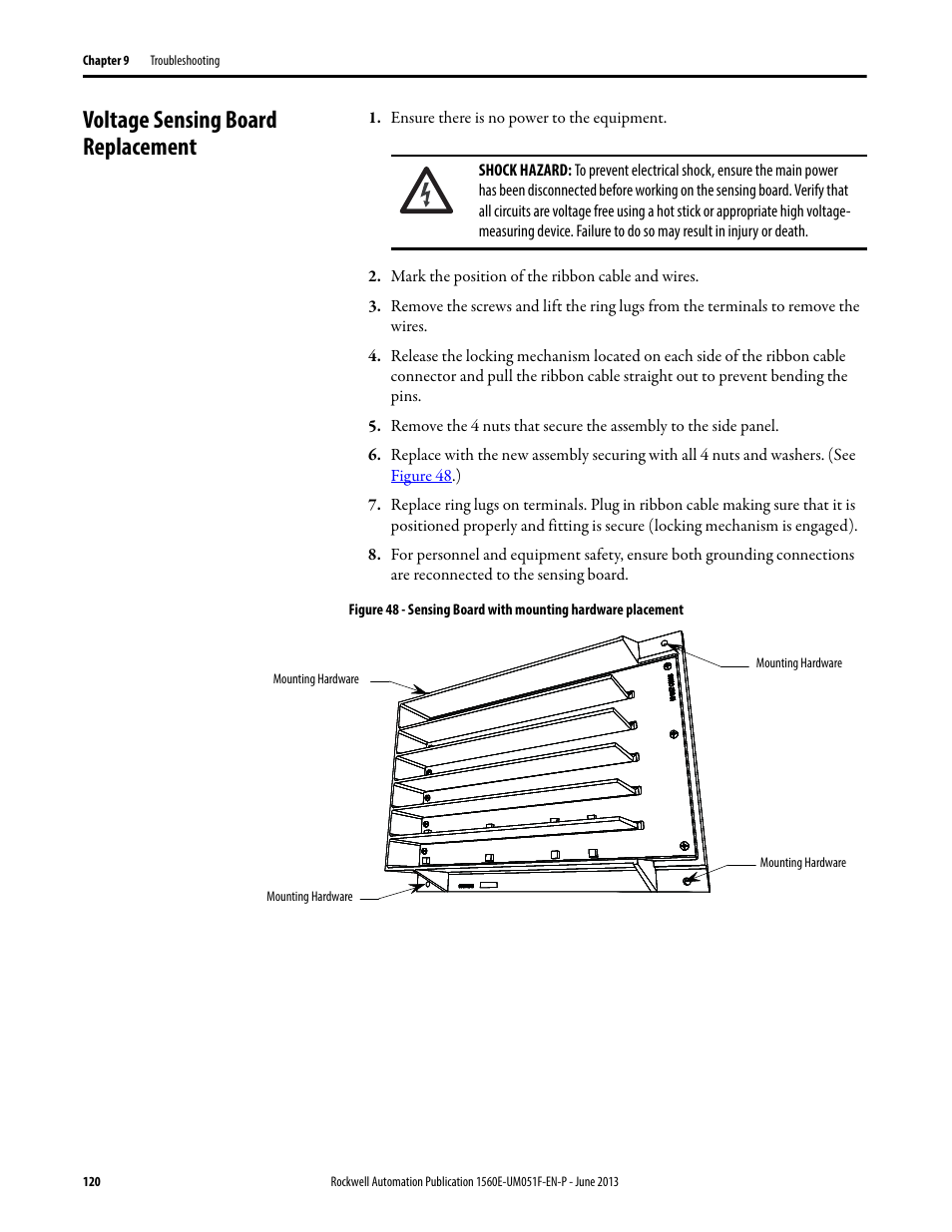 Voltage sensing board replacement | Rockwell Automation MV SMC Flex Motor Controller (for Series K or later) User Manual | Page 130 / 216