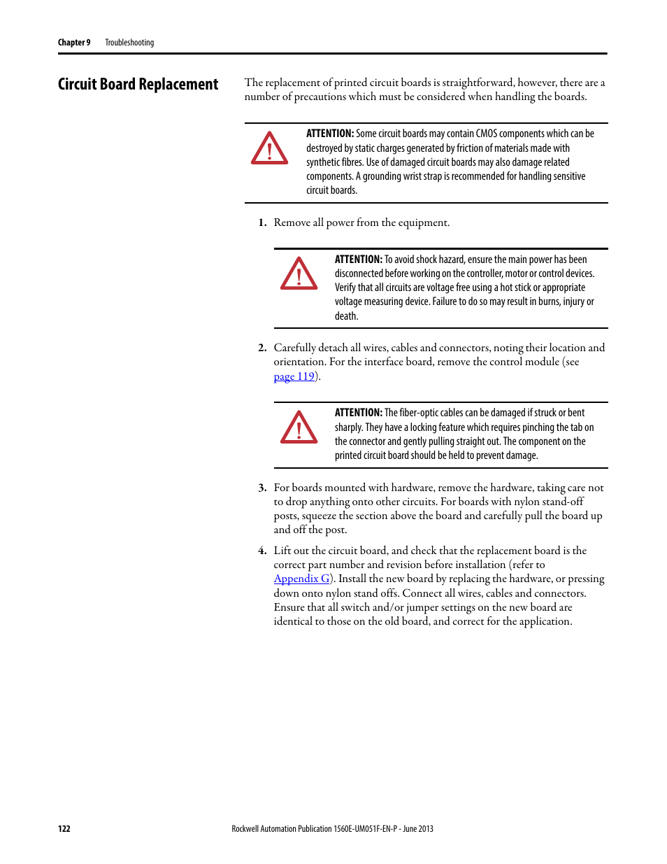 Circuit board replacement | Rockwell Automation MV SMC Flex Motor Controller (for Series K or later) User Manual | Page 132 / 216