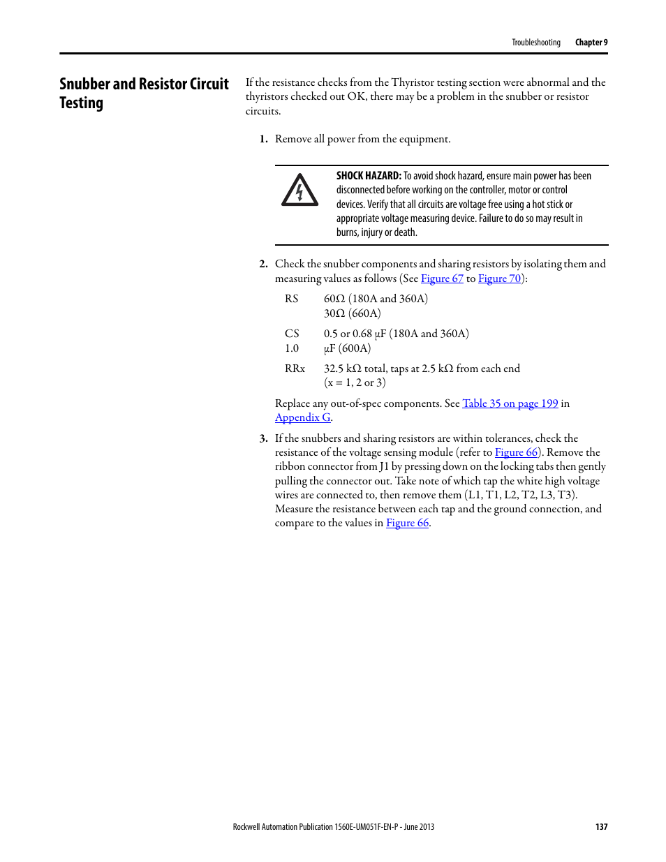 Snubber and resistor circuit testing | Rockwell Automation MV SMC Flex Motor Controller (for Series K or later) User Manual | Page 147 / 216