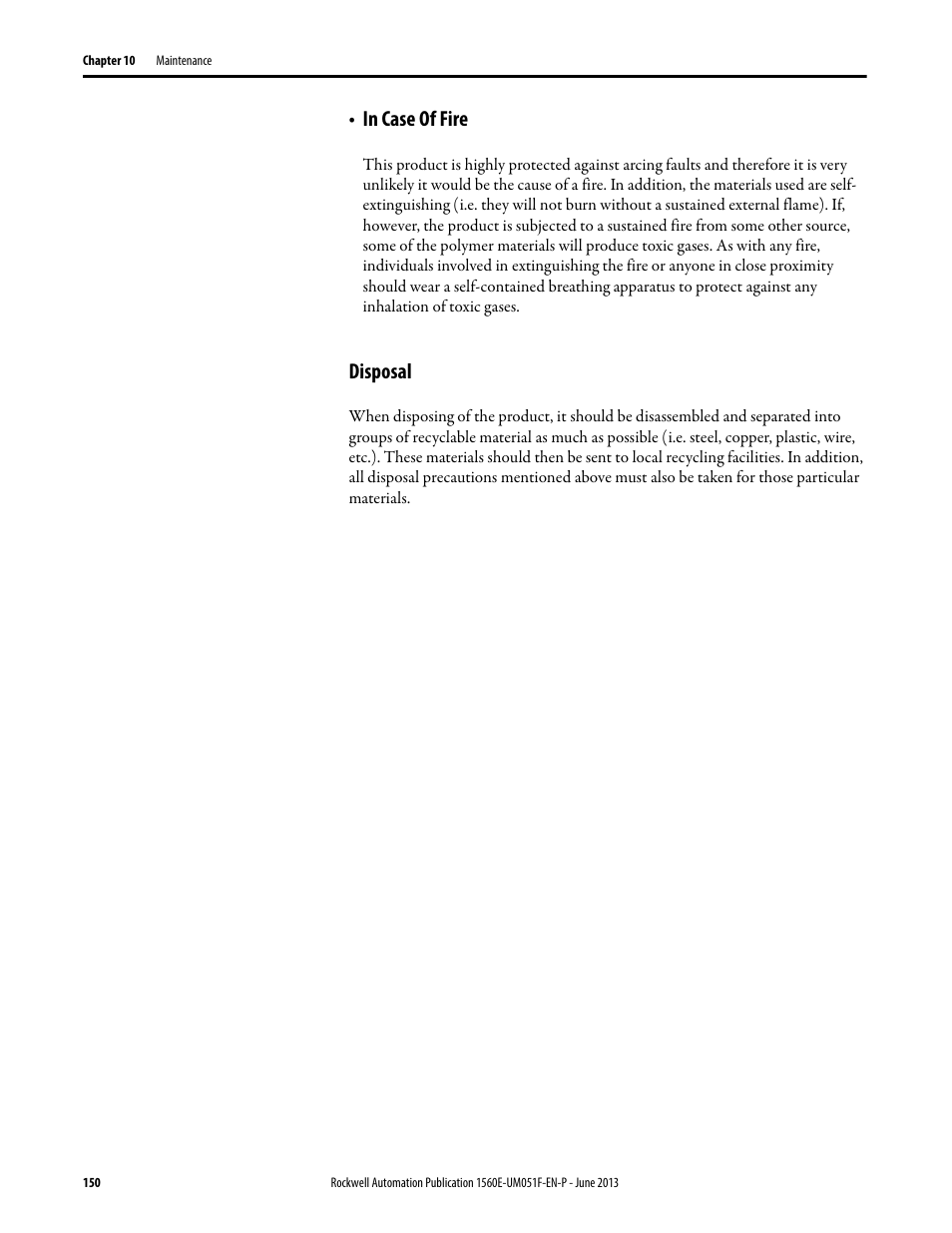 Disposal | Rockwell Automation MV SMC Flex Motor Controller (for Series K or later) User Manual | Page 160 / 216