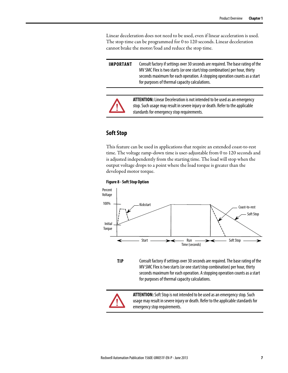 Soft stop | Rockwell Automation MV SMC Flex Motor Controller (for Series K or later) User Manual | Page 17 / 216