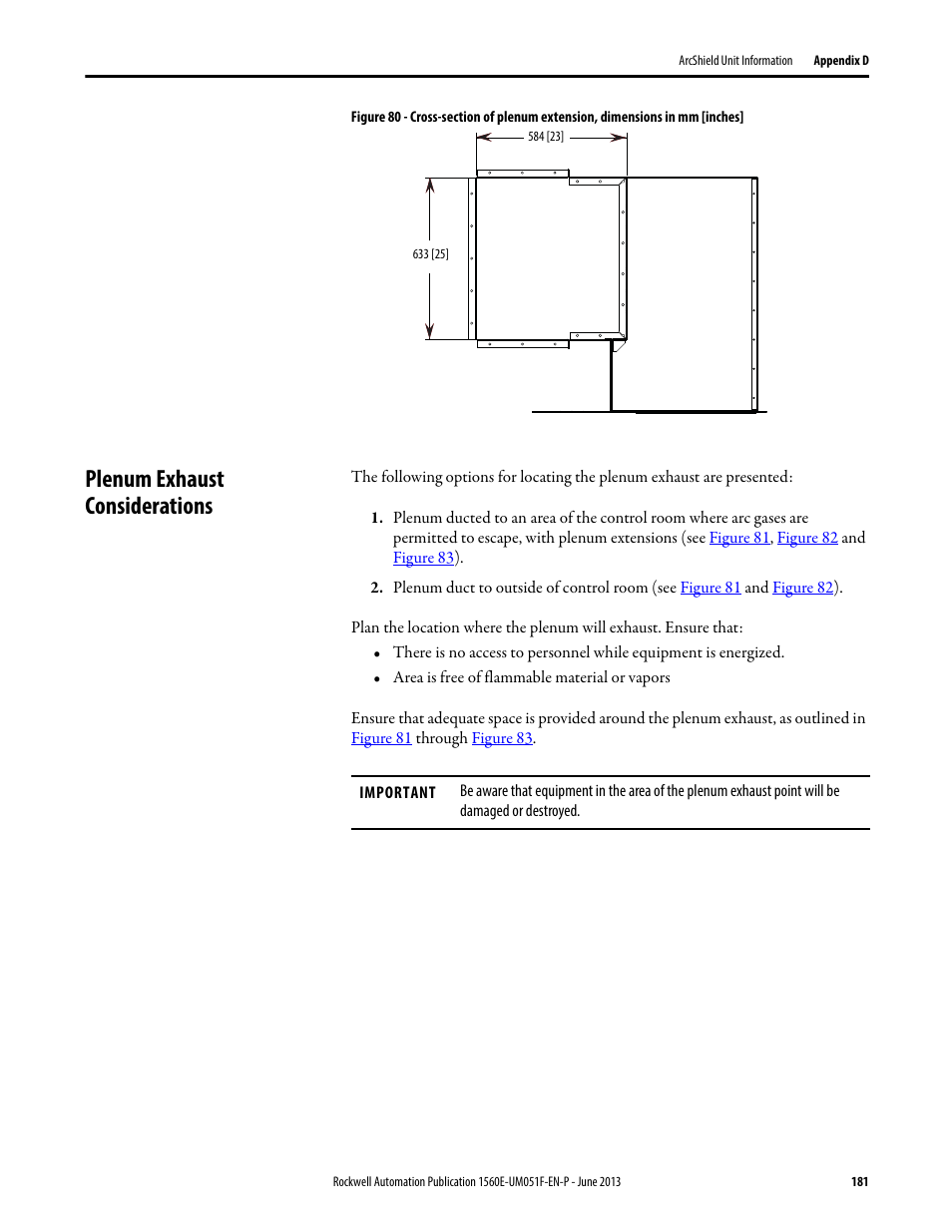 Plenum exhaust considerations | Rockwell Automation MV SMC Flex Motor Controller (for Series K or later) User Manual | Page 191 / 216