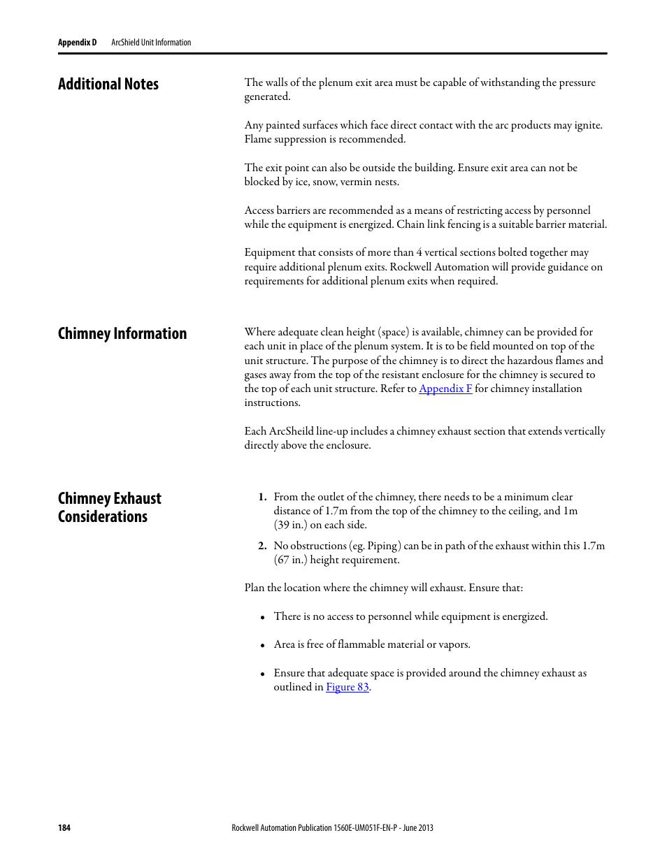 Additional notes, Chimney information, Chimney exhaust considerations | Rockwell Automation MV SMC Flex Motor Controller (for Series K or later) User Manual | Page 194 / 216