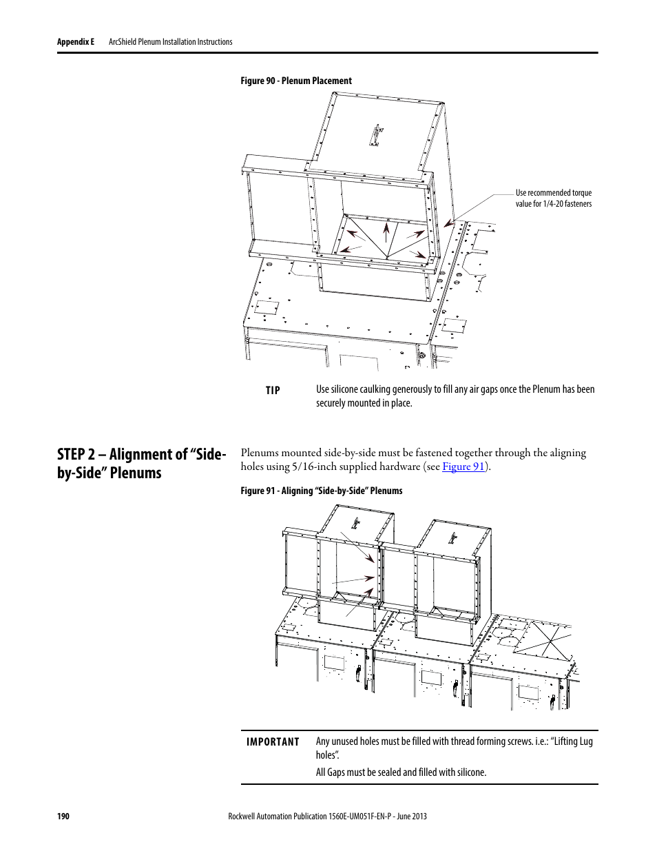 Step 2 – alignment of “side- by-side” plenums, Step 2 – alignment of “side-by-side” plenums | Rockwell Automation MV SMC Flex Motor Controller (for Series K or later) User Manual | Page 200 / 216