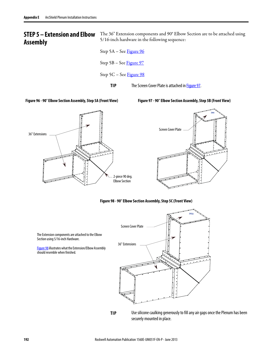 Step 5 – extension and elbow assembly | Rockwell Automation MV SMC Flex Motor Controller (for Series K or later) User Manual | Page 202 / 216