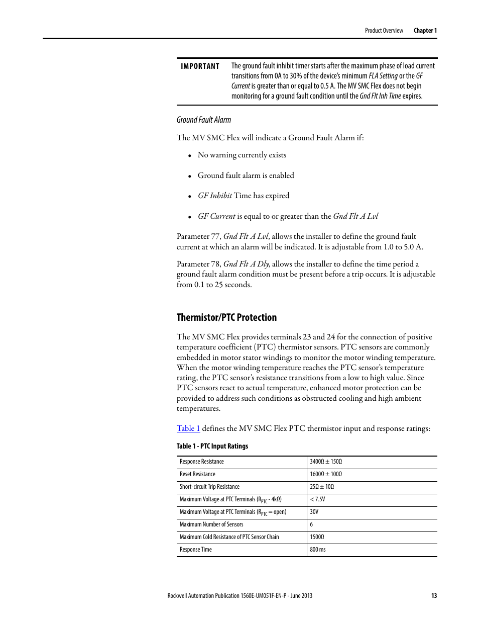 Thermistor/ptc protection | Rockwell Automation MV SMC Flex Motor Controller (for Series K or later) User Manual | Page 23 / 216