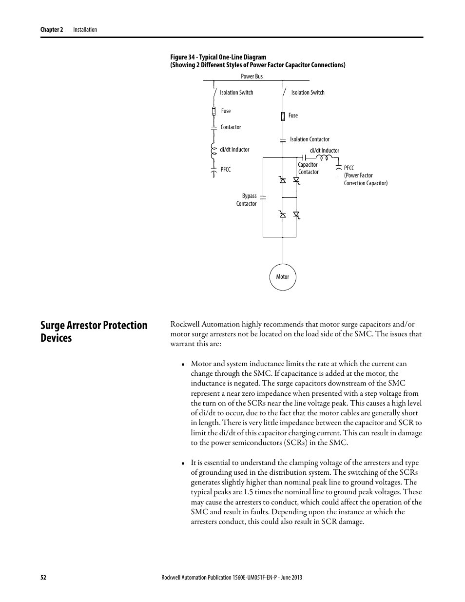 Surge arrestor protection devices | Rockwell Automation MV SMC Flex Motor Controller (for Series K or later) User Manual | Page 62 / 216