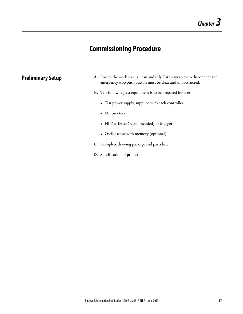 3 - commissioning procedure, Preliminary setup, Chapter 3 | Commissioning procedure, Chapter | Rockwell Automation MV SMC Flex Motor Controller (for Series K or later) User Manual | Page 67 / 216