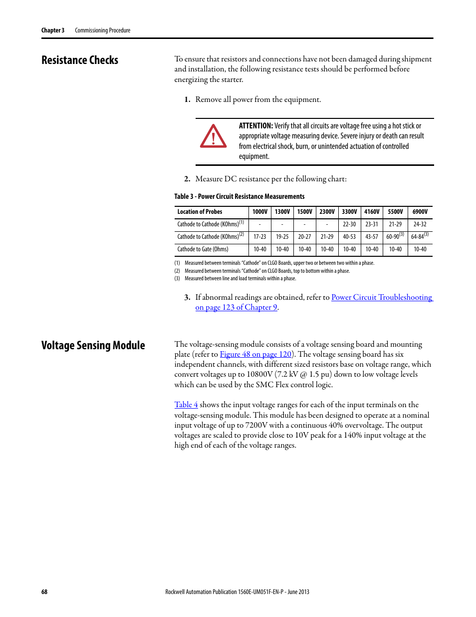 Resistance checks, Voltage sensing module, Resistance checks voltage sensing module | Not (refer to, Refer to, Resistance | Rockwell Automation MV SMC Flex Motor Controller (for Series K or later) User Manual | Page 78 / 216