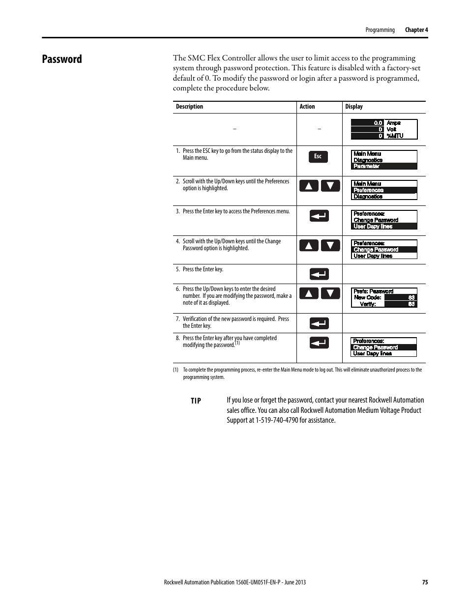 Password | Rockwell Automation MV SMC Flex Motor Controller (for Series K or later) User Manual | Page 85 / 216