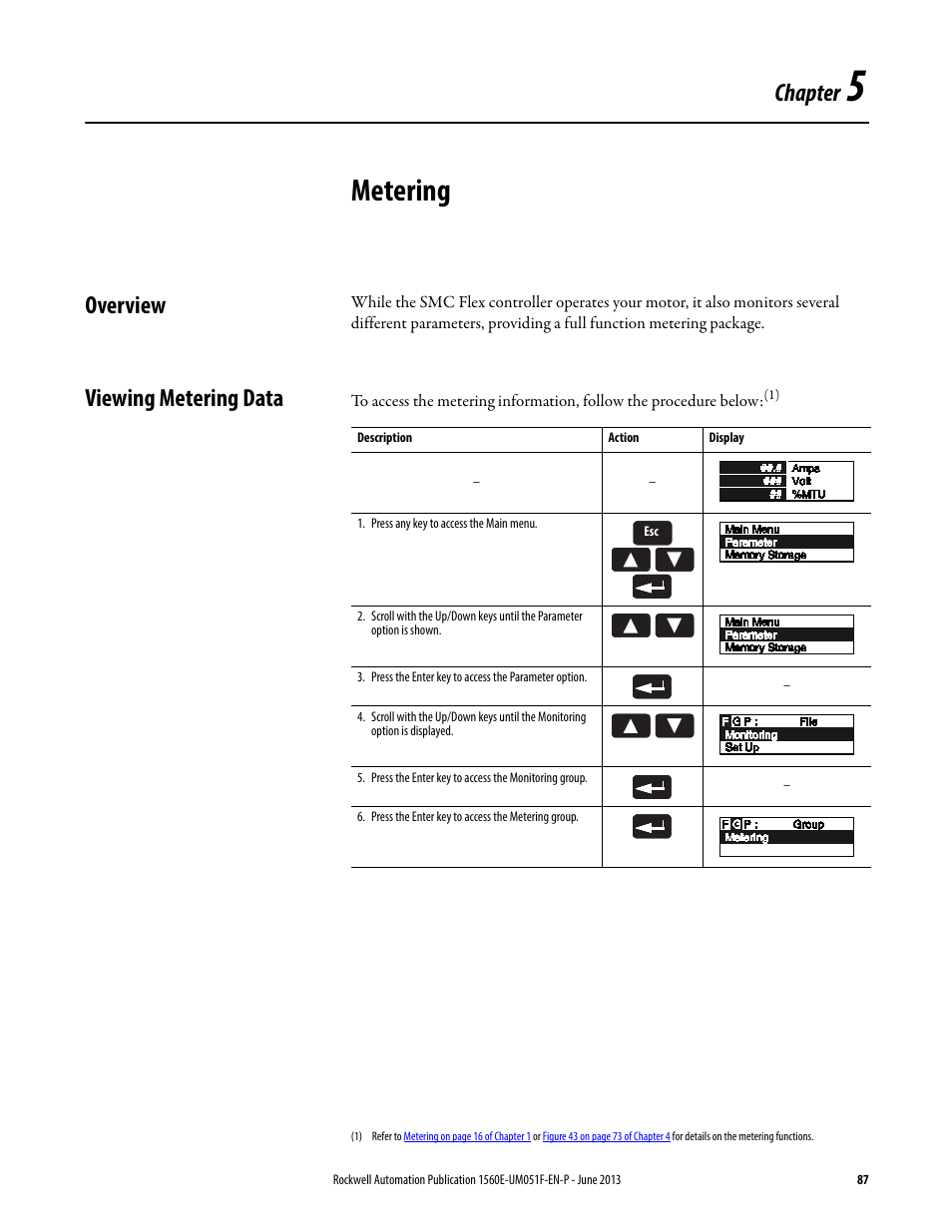 5 - metering, Overview, Viewing metering data | Chapter 5, Metering, Overview viewing metering data, Chapter | Rockwell Automation MV SMC Flex Motor Controller (for Series K or later) User Manual | Page 97 / 216