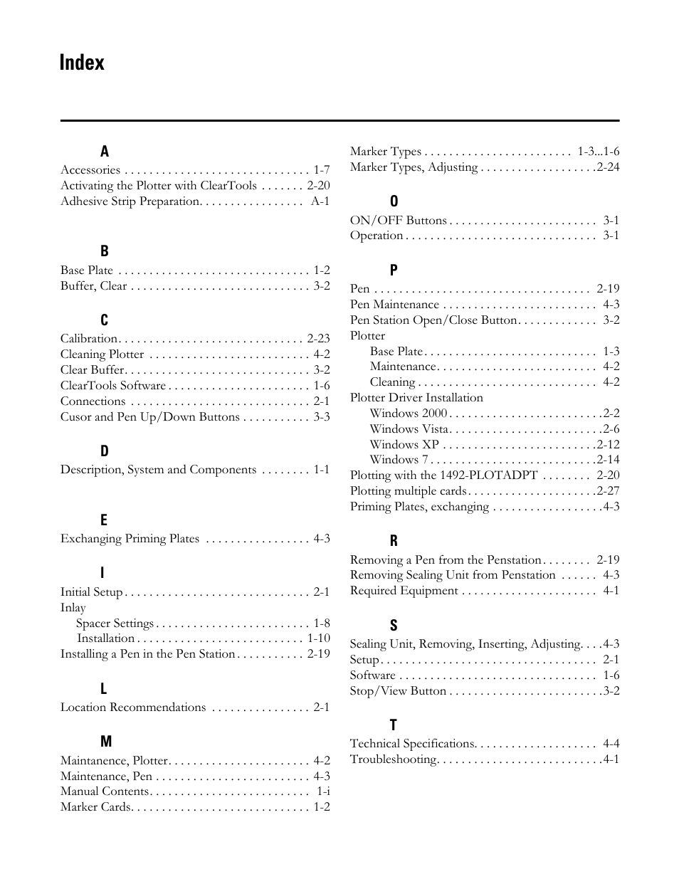 Index | Rockwell Automation 1492-PLTKIT Plotter Kit - User Manual User Manual | Page 59 / 62