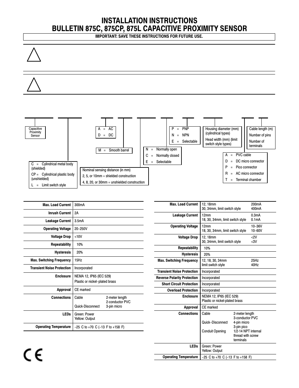 Rockwell Automation 875 Capacitive Proximity Sensor User Manual | 4 pages
