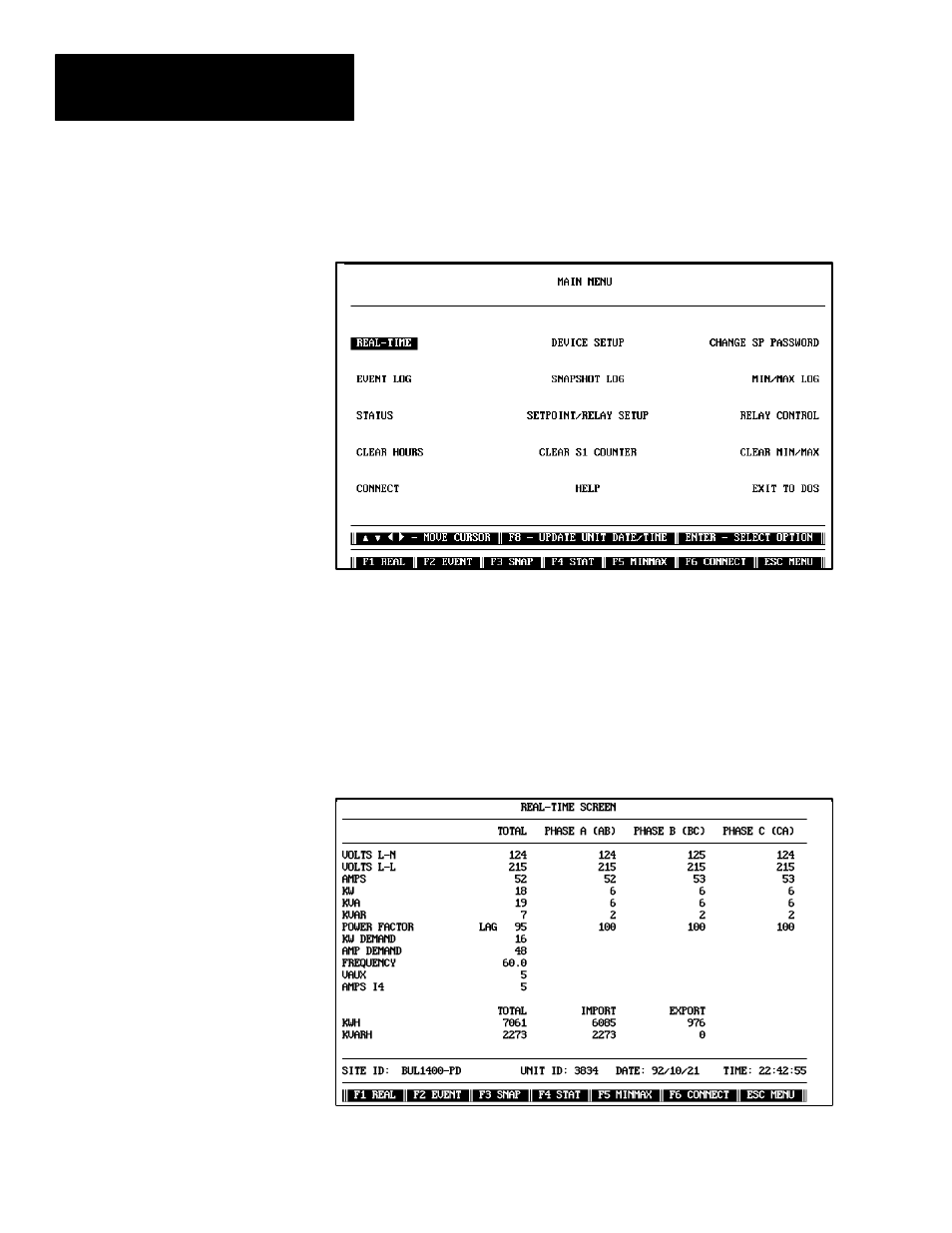 Real time data | Rockwell Automation 1400-SP PowerMonitor Software User Manual | Page 44 / 86