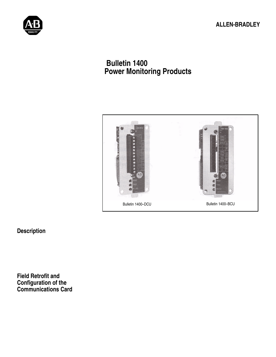Rockwell Automation 1400 PowerMonitoring Products User Manual | 4 pages