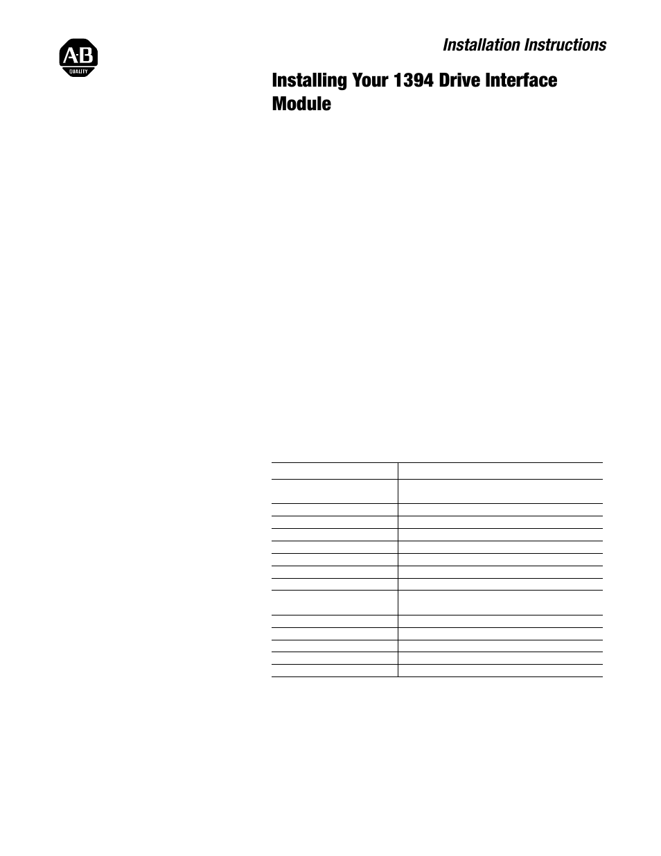 Rockwell Automation 1394-DIM Installing Your Drive Interface Module User Manual | 16 pages
