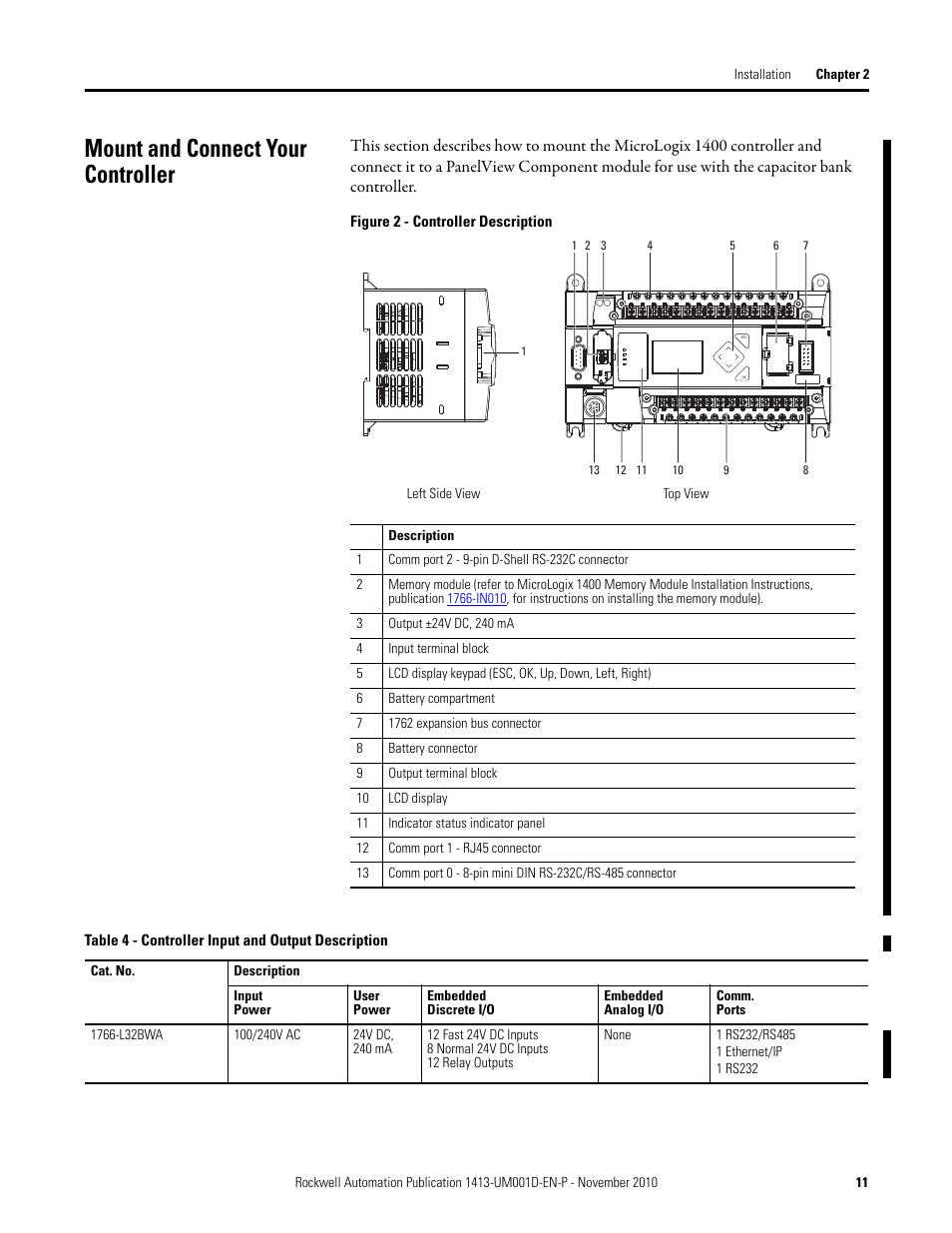 Mount and connect your controller | Rockwell Automation 1413-CAP-ME-PE Capacitor Bank Controller, Series C User Manual | Page 11 / 76