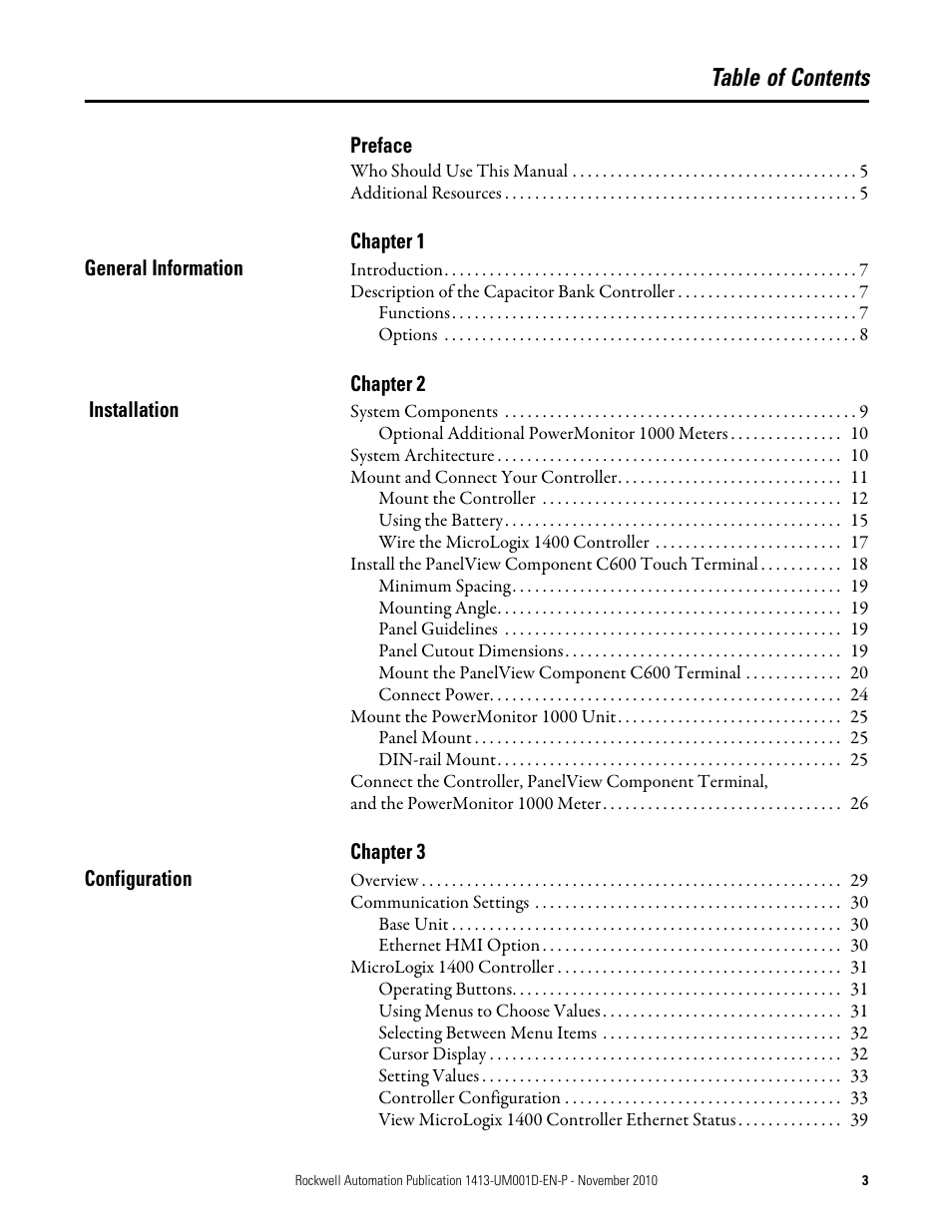 Rockwell Automation 1413-CAP-ME-PE Capacitor Bank Controller, Series C User Manual | Page 3 / 76