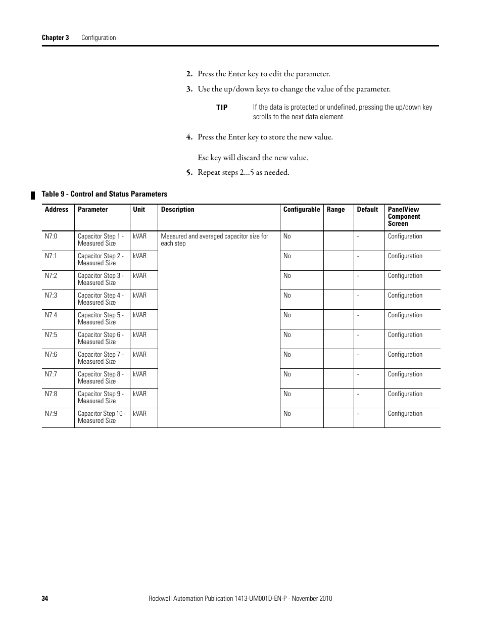 Rockwell Automation 1413-CAP-ME-PE Capacitor Bank Controller, Series C User Manual | Page 34 / 76