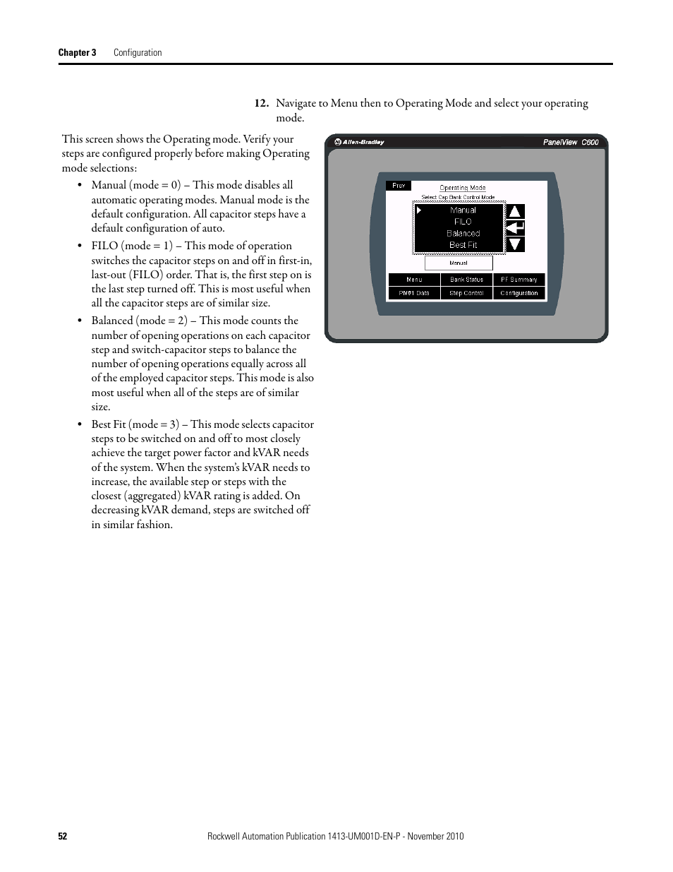 Rockwell Automation 1413-CAP-ME-PE Capacitor Bank Controller, Series C User Manual | Page 52 / 76
