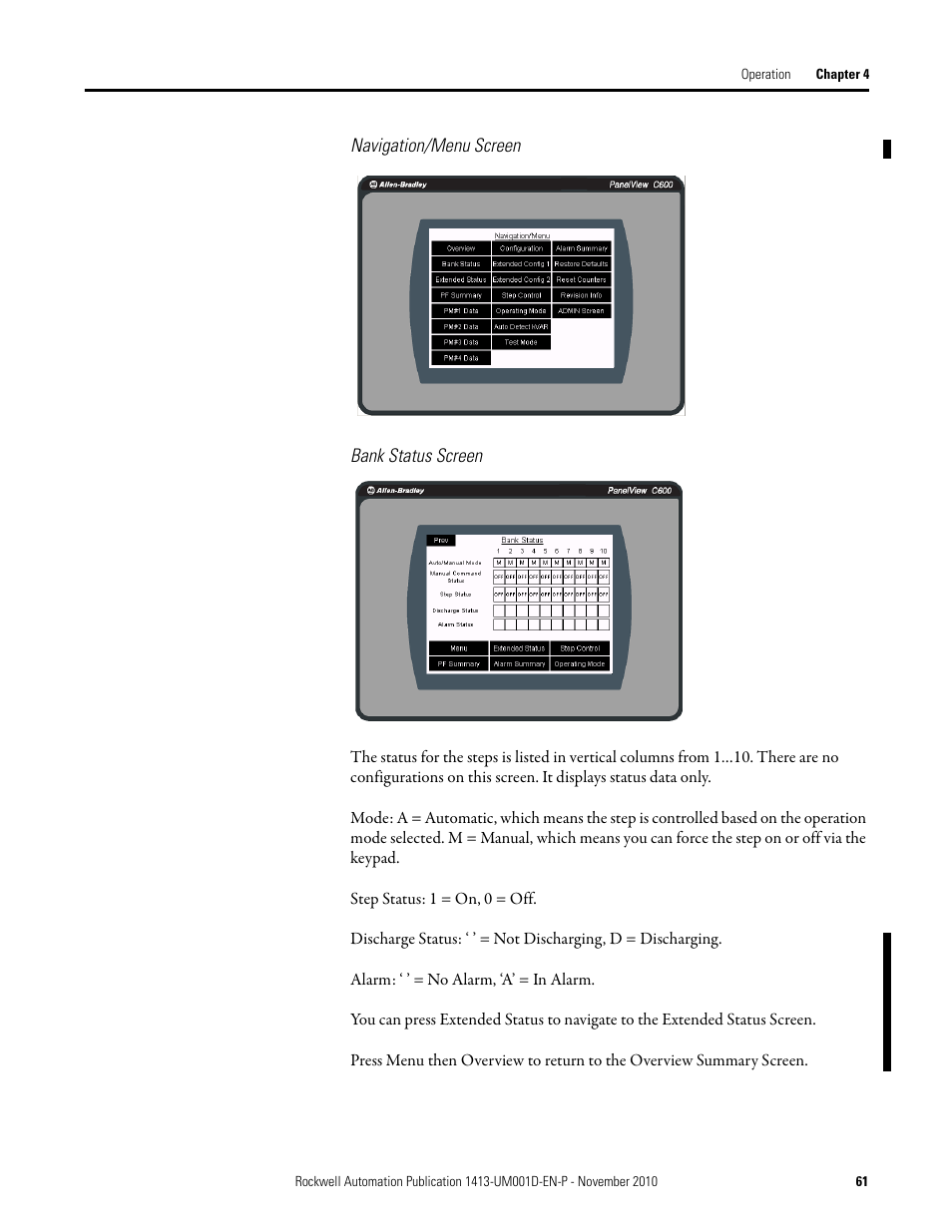 Rockwell Automation 1413-CAP-ME-PE Capacitor Bank Controller, Series C User Manual | Page 61 / 76