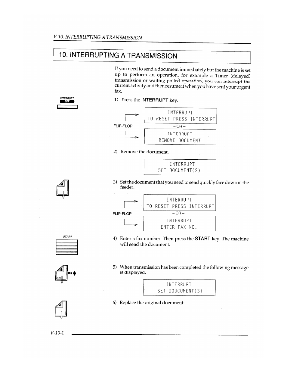 Interrupting a transmission, Flip-flop | Brother FAX-400 User Manual | Page 26 / 132