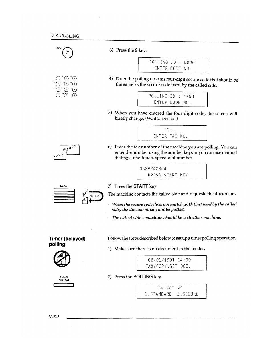 Timer (delayed) polling | Brother FAX-400 User Manual | Page 32 / 132