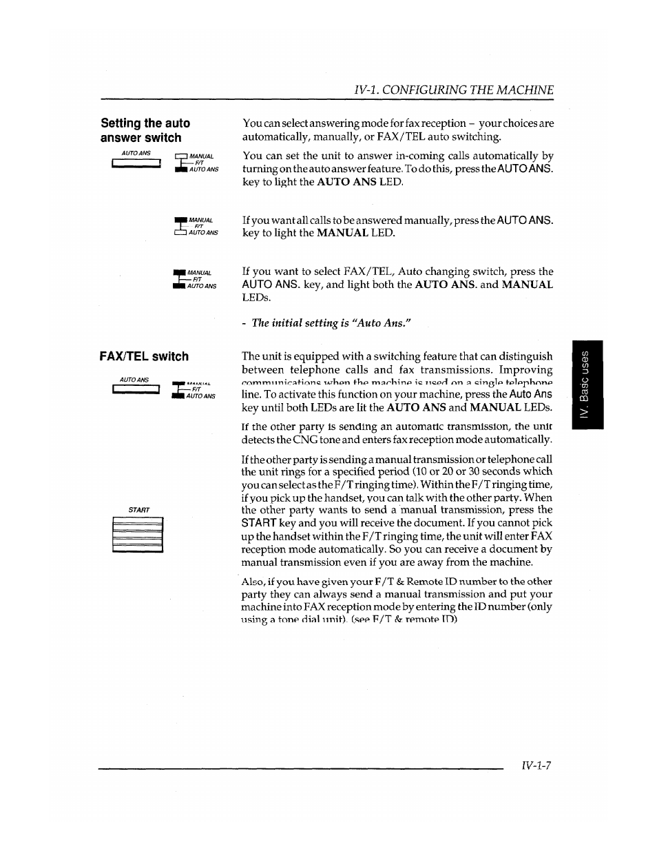 Setting the auto answer switch | Brother FAX-400 User Manual | Page 79 / 132