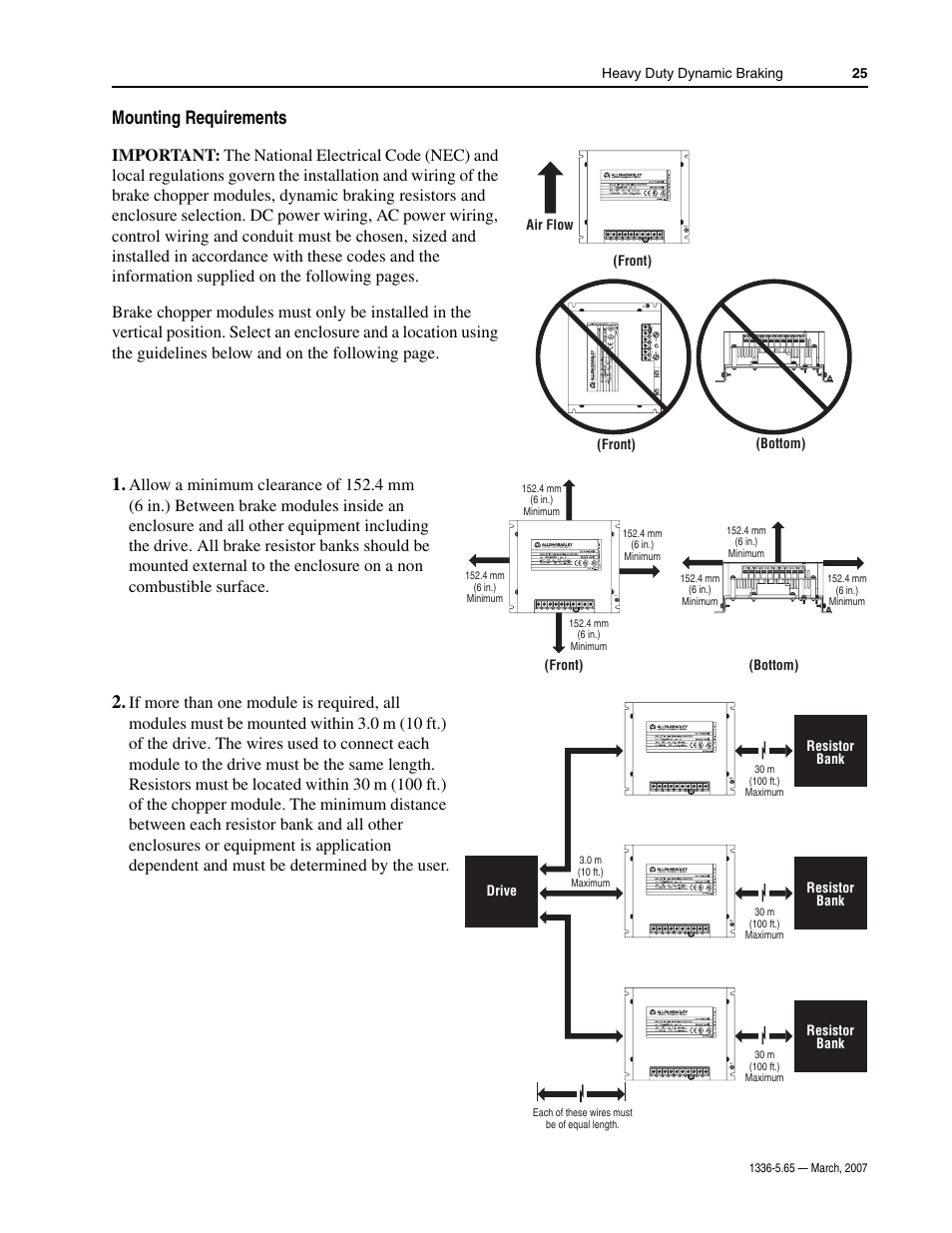 Mounting requirements | Rockwell Automation 1336_F_E_T_S SERIES A CHOPPER BRAKE MODULE User Manual | Page 25 / 40