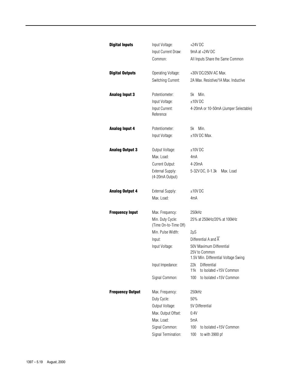 Specifications | Rockwell Automation 1397-L11 I/O Expansion Card User Manual | Page 2 / 12