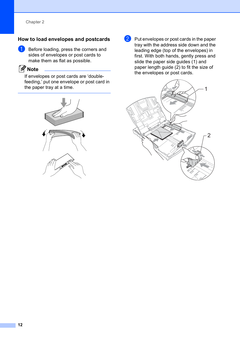 How to load envelopes and postcards | Brother DCP-585CW User Manual | Page 20 / 126