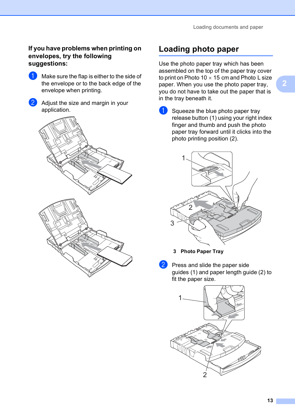 Loading photo paper | Brother DCP-585CW User Manual | Page 21 / 126