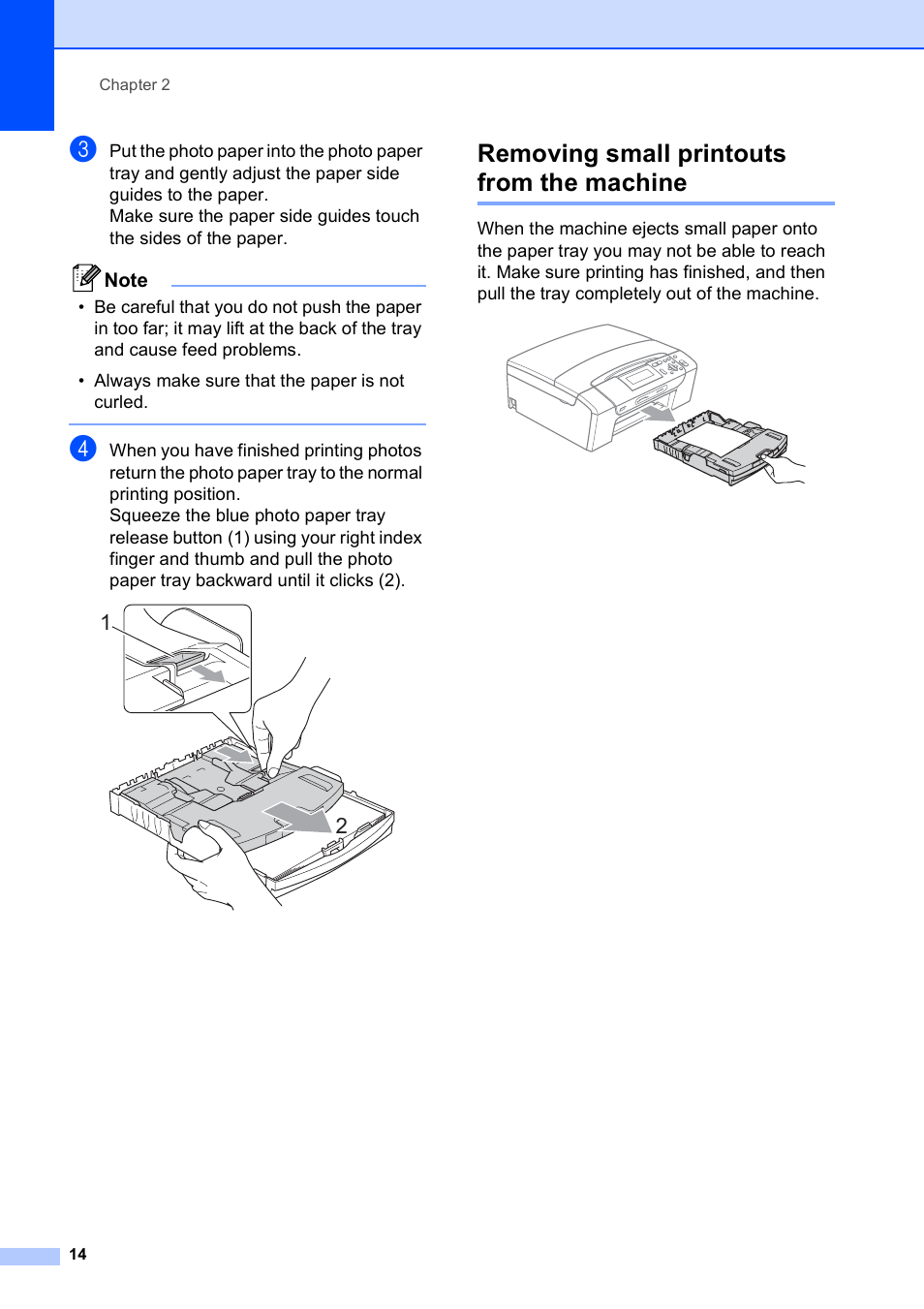 Removing small printouts from the machine | Brother DCP-585CW User Manual | Page 22 / 126