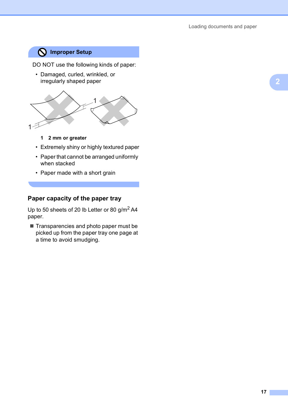 Paper capacity of the paper tray | Brother DCP-585CW User Manual | Page 25 / 126